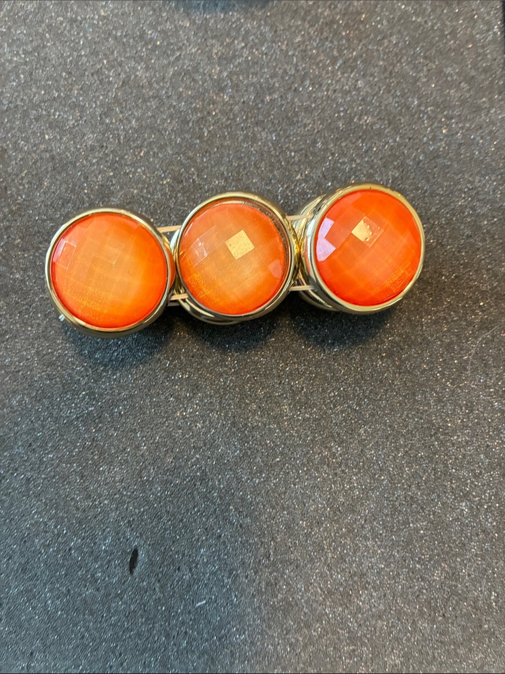 Orange Triple Cabochon Barrette Hair Clip